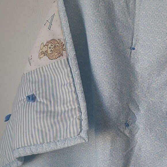 vintage precious moments blue tie ABC lion character print baby quilt retro - Picture 10 of 16